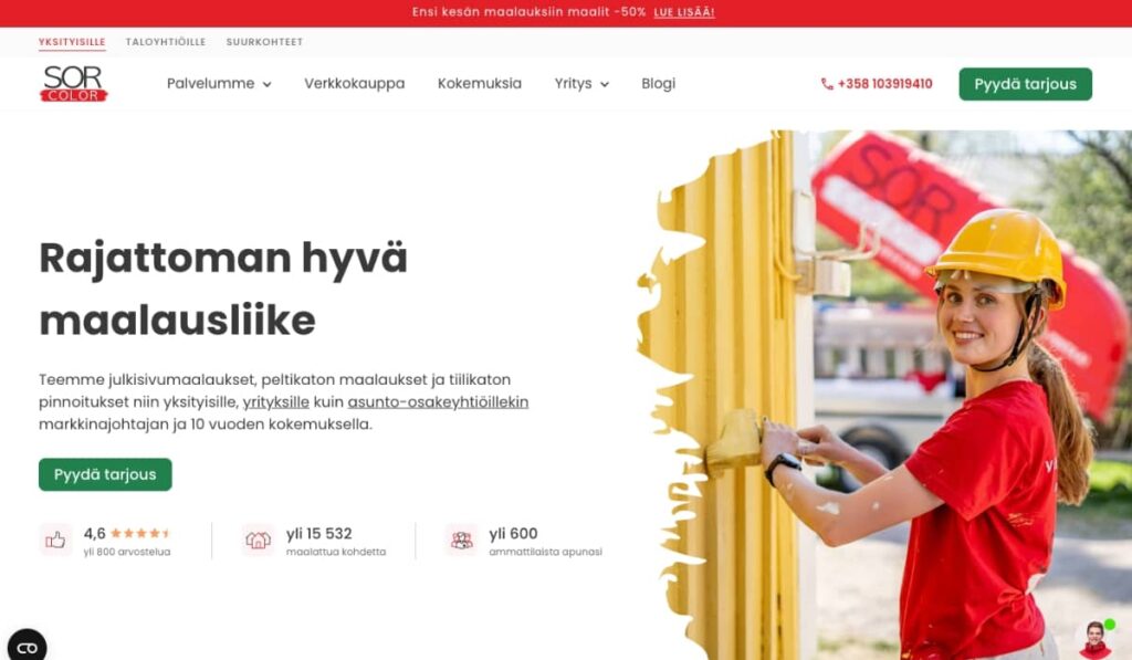 GOsomen toteuttamat nettisivut sorcolor.fi