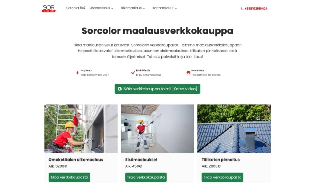 GOsomen toteuttama verkkokauppa kauppa.sorcolor.fi